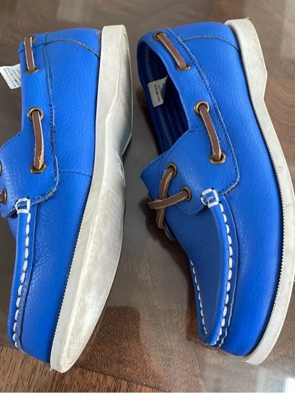 Janie and Jack Capri Royal Blue Kids Boat Shoes with Brown Laces